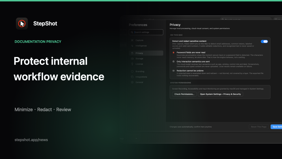 Privacy review checklist for workflow documentation