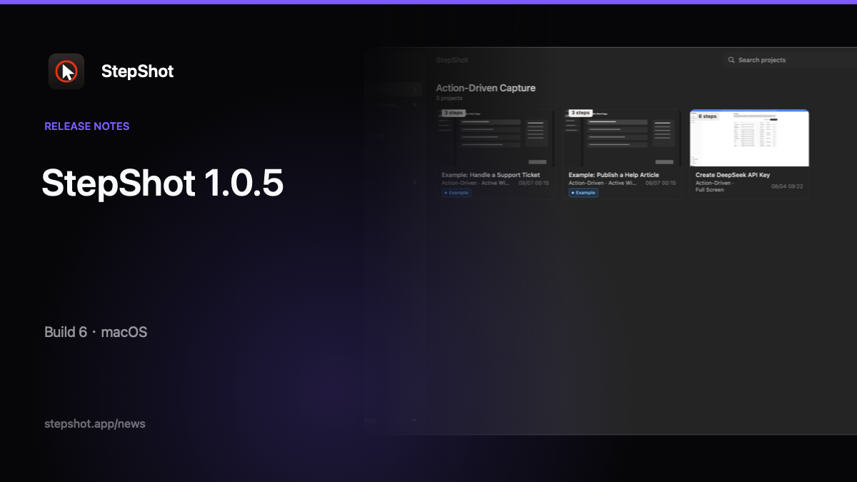 StepShot 1.0.5 release notes