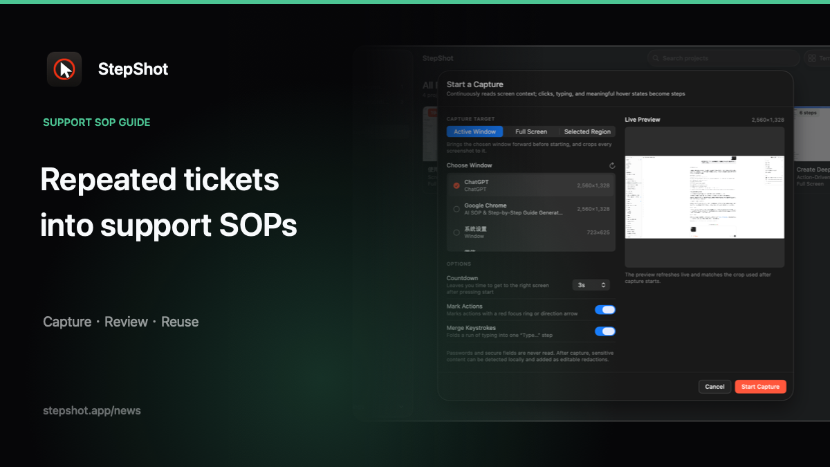 Support SOP created from a repeated customer ticket workflow